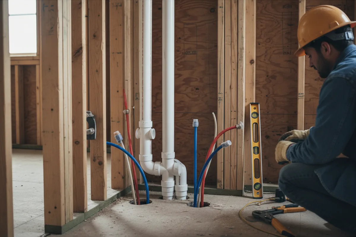 Drain and supply rough-in during Garbage Disposal Repair in Plainfield